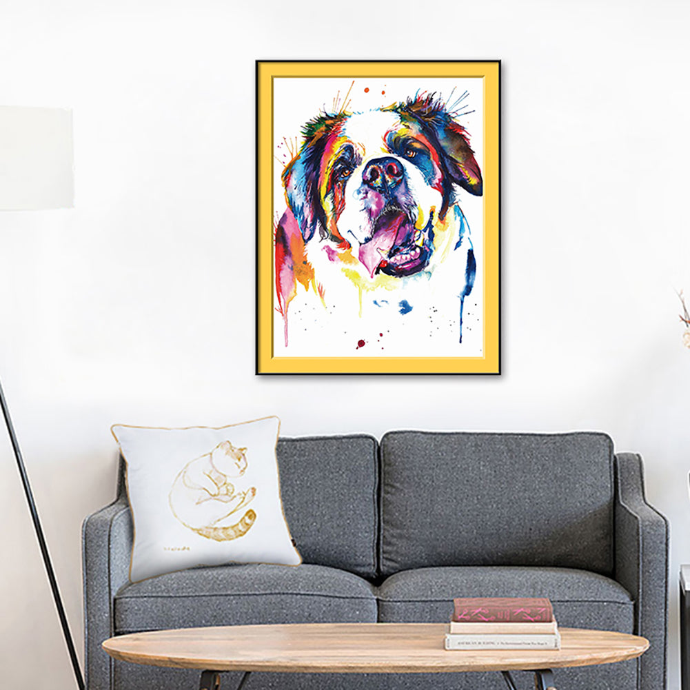 Modern Colorful Dog Frameless Wall Oil Painting Living Room Bedroom Home Decor