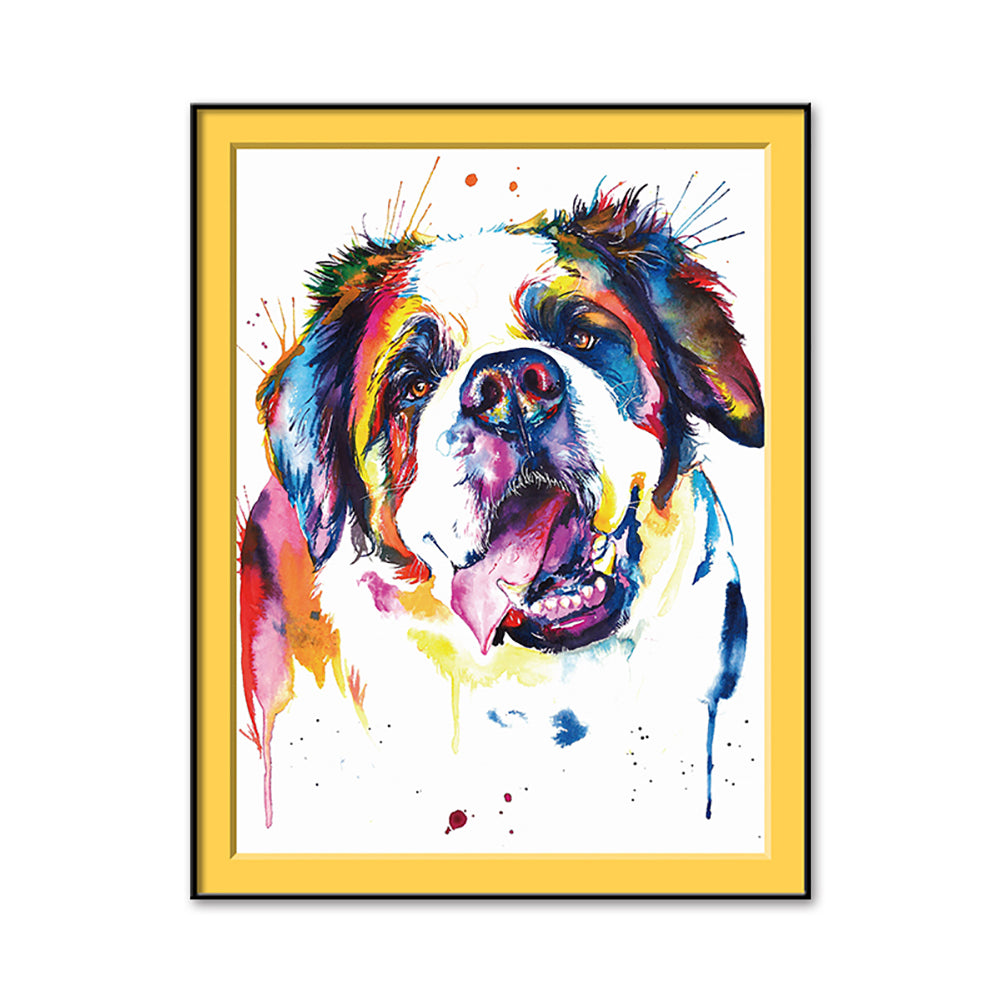 Modern Colorful Dog Frameless Wall Oil Painting Living Room Bedroom Home Decor