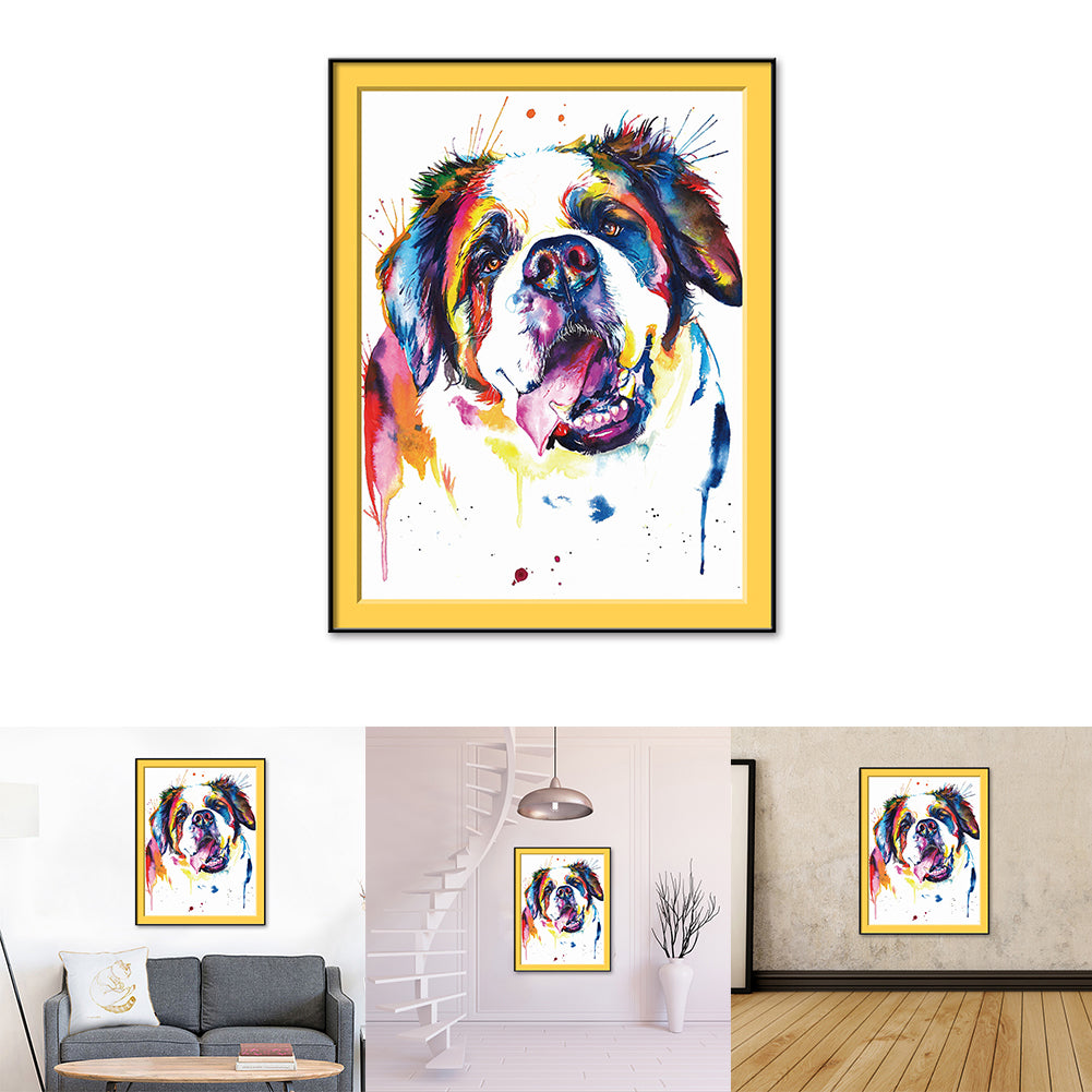Modern Colorful Dog Frameless Wall Oil Painting Living Room Bedroom Home Decor