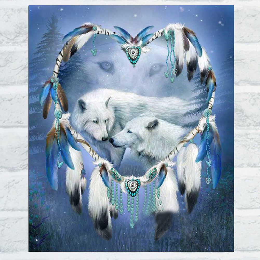 White Wolf Love Shiny Resin Diamond Painting Kit DIY Handmade Home Wall Decor