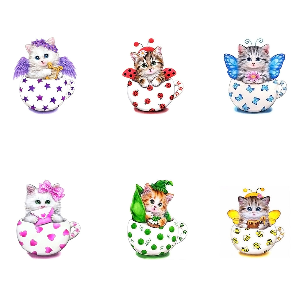 Cute Cat in Cup Kitten Modern DIY Resin Diamond Painting Embroidery Home Decor