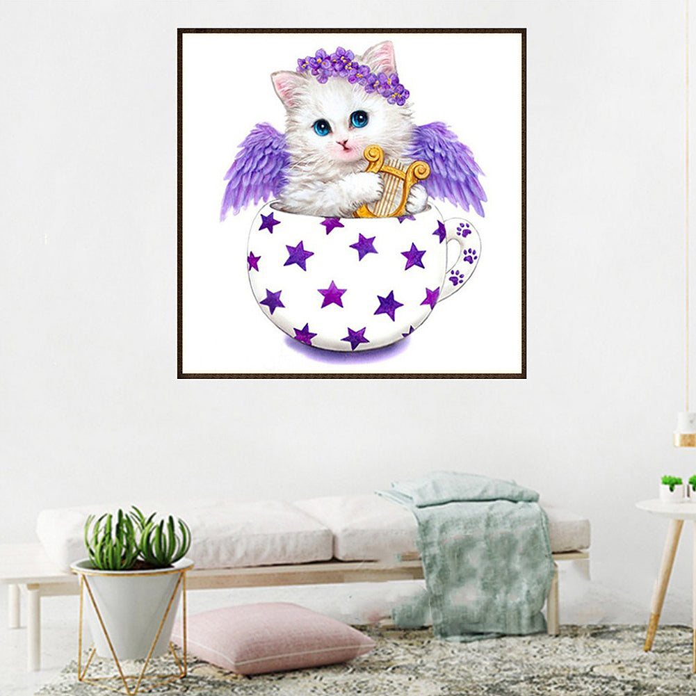 Cute Cat in Cup Kitten Modern DIY Resin Diamond Painting Embroidery Home Decor