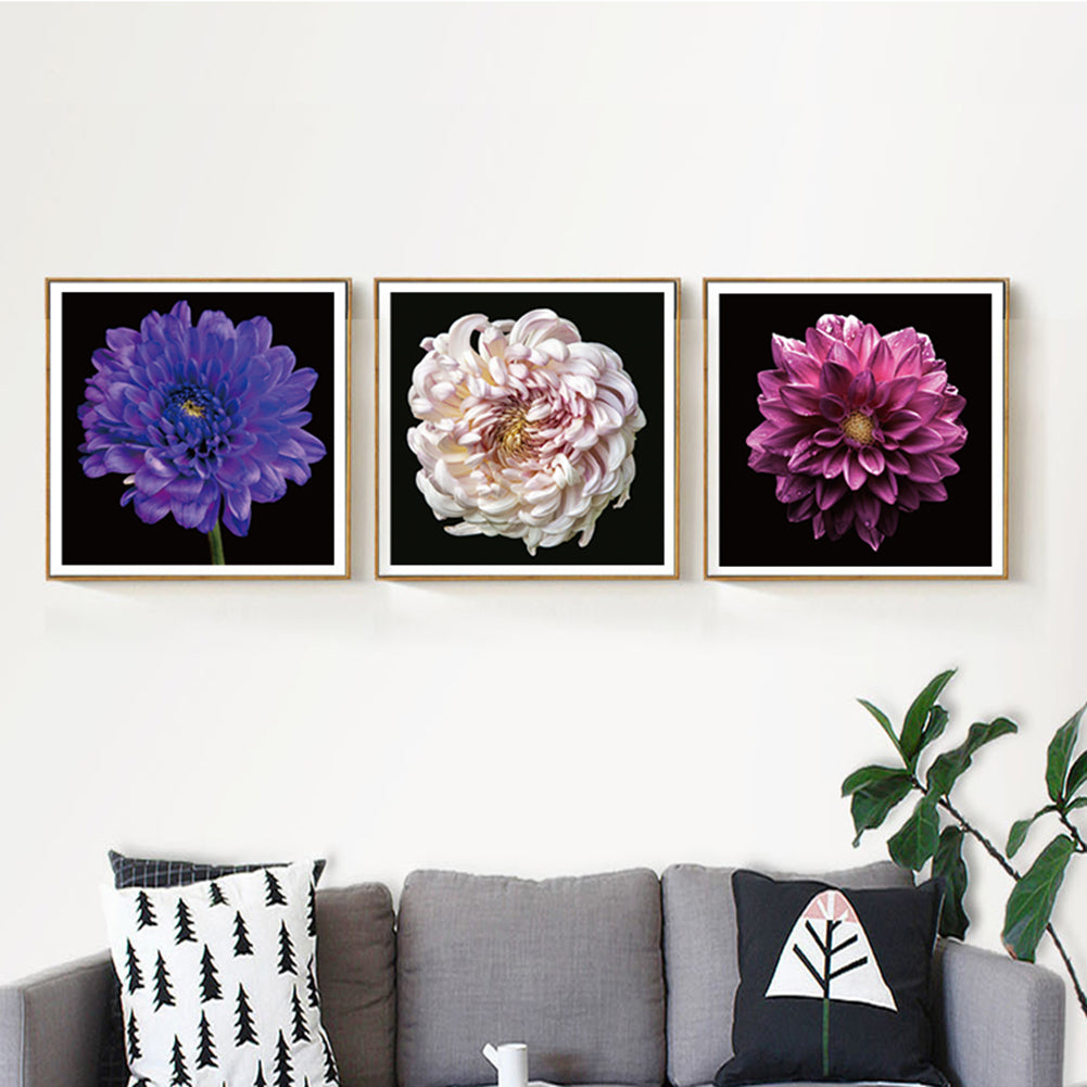 3Pcs Chrysanthemum Flower Painting Living Room Wall Decorative Picture Decor