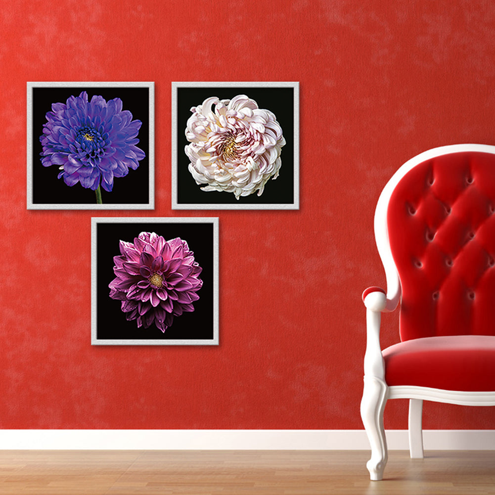 3Pcs Chrysanthemum Flower Painting Living Room Wall Decorative Picture Decor