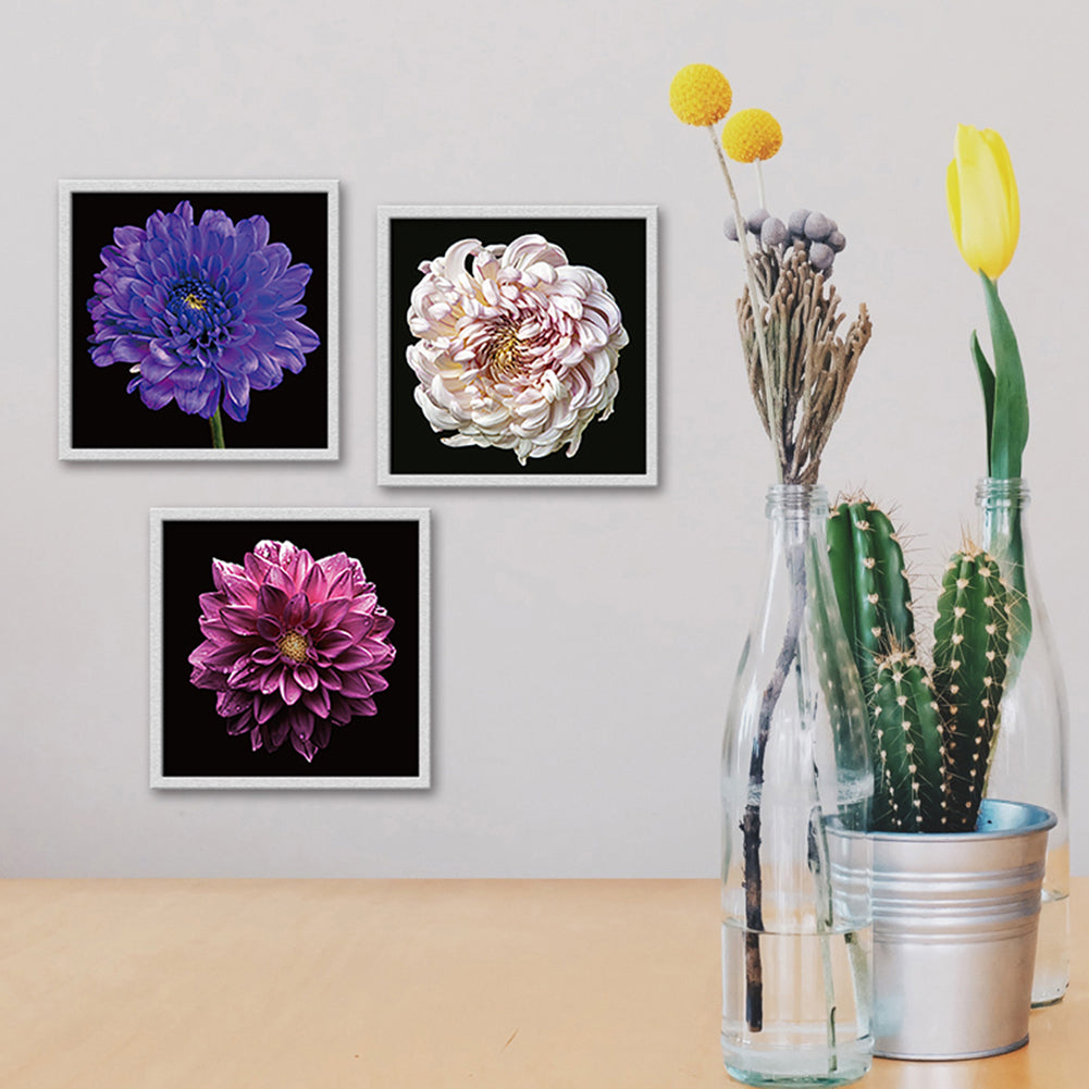 3Pcs Chrysanthemum Flower Painting Living Room Wall Decorative Picture Decor