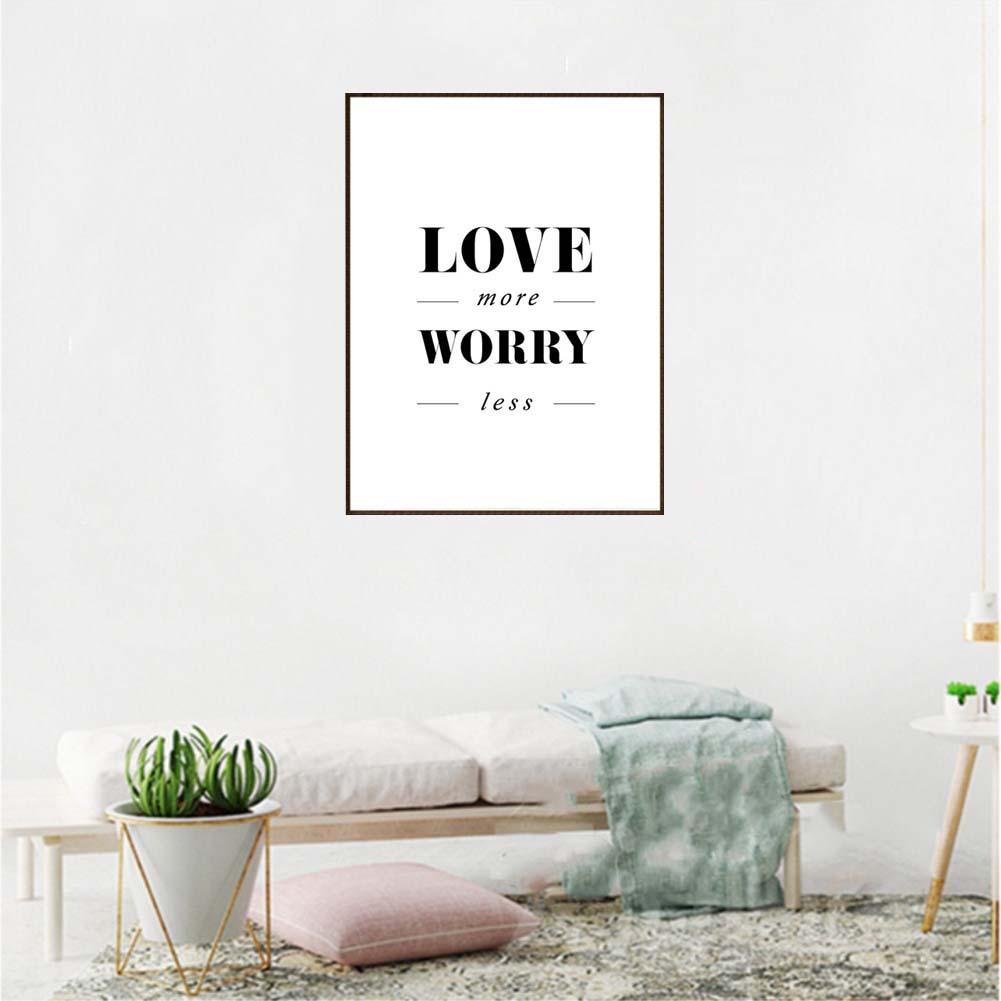 Minimalism Love More Worry Less Letter Print Decorative Wall Art Painting Decor