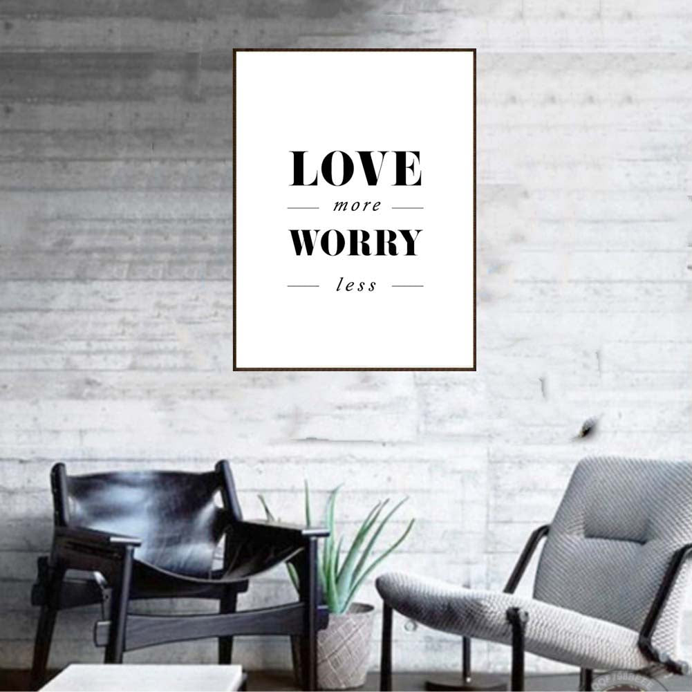 Minimalism Love More Worry Less Letter Print Decorative Wall Art Painting Decor