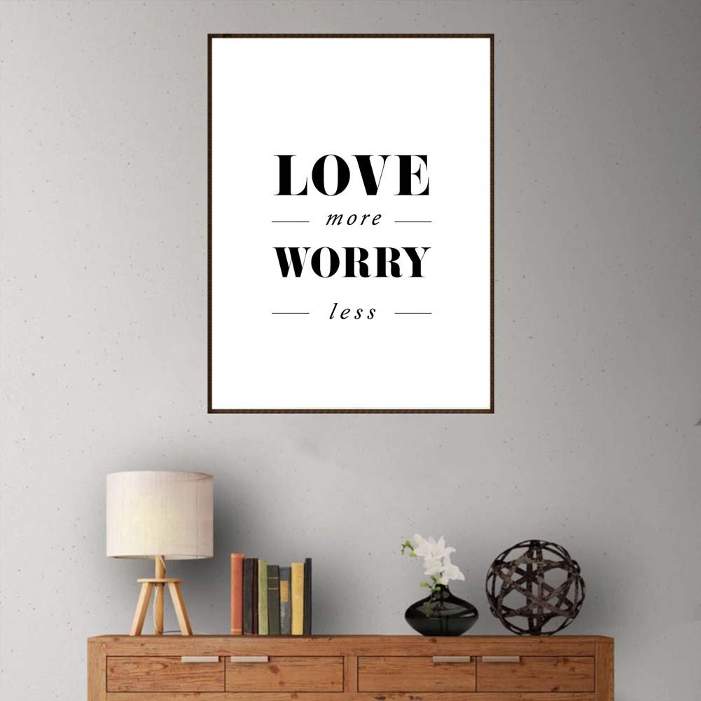 Minimalism Love More Worry Less Letter Print Decorative Wall Art Painting Decor
