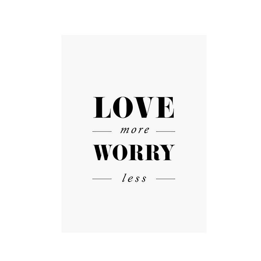 Minimalism Love More Worry Less Letter Print Decorative Wall Art Painting Decor