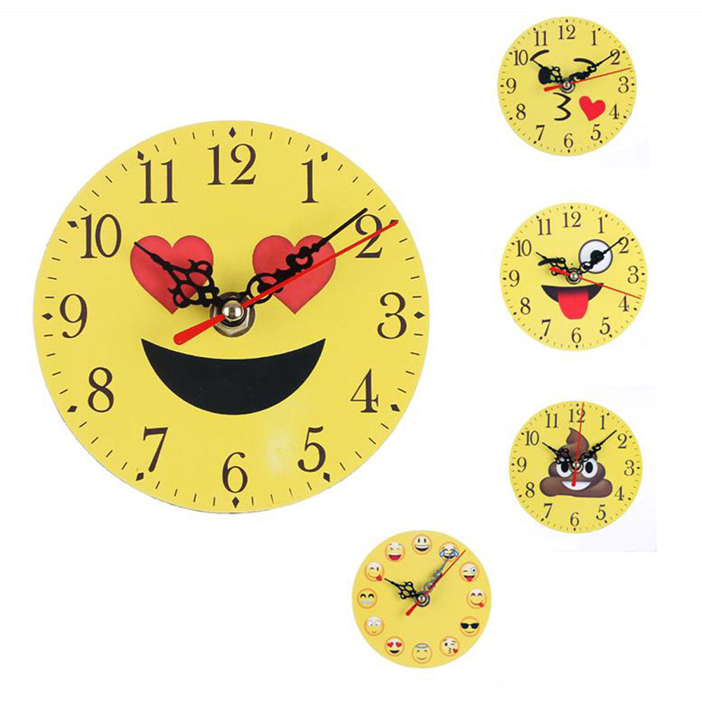 Creative Funny Cartoon Emoji Round Wall Clock Living Room Bedroom Home Decor