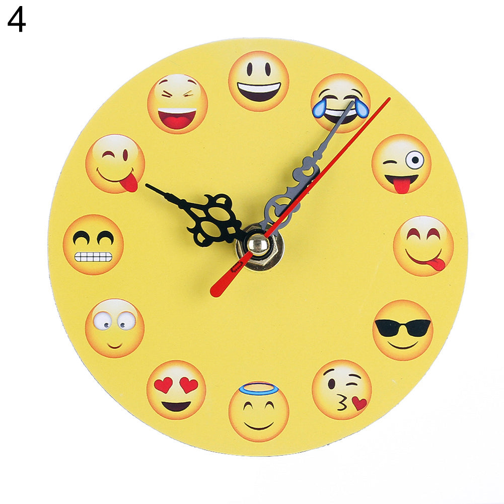 Creative Funny Cartoon Emoji Round Wall Clock Living Room Bedroom Home Decor