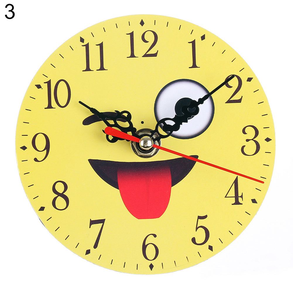 Creative Funny Cartoon Emoji Round Wall Clock Living Room Bedroom Home Decor