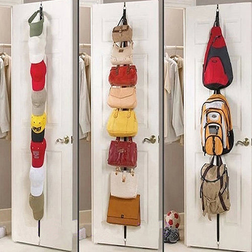 Fashion Adjustable Over Door Straps Hanger Hat Bag Coat Clothes Rack Organizer