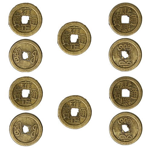 10 Pcs Lucky Chinese Fortune Coin Oriental Emperor Money Set Hole Hanging Decor