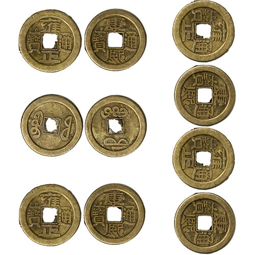 10 Pcs Lucky Chinese Fortune Coin Oriental Emperor Money Set Hole Hanging Decor