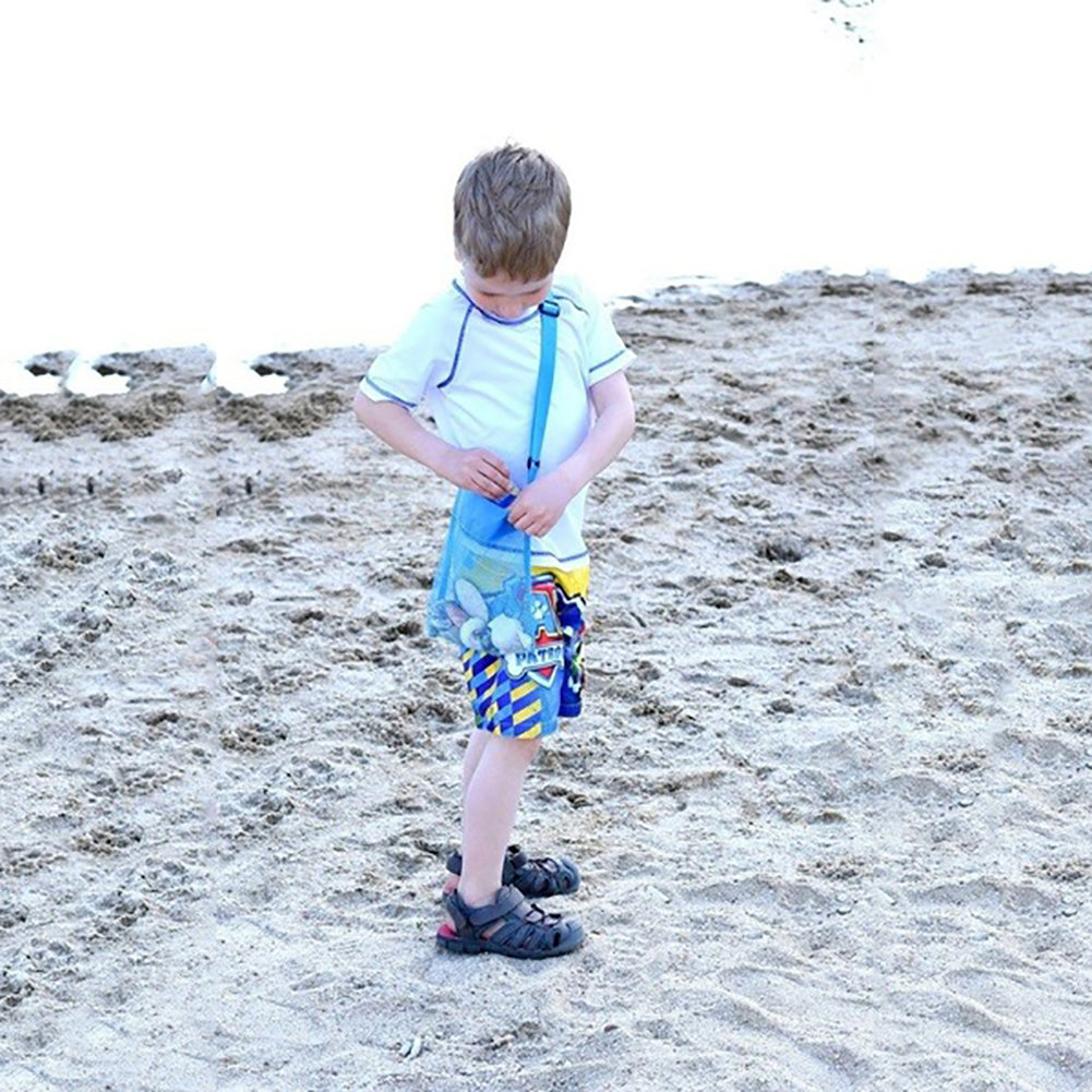 Cute Solid Color Mesh Shoulder Bag Kids Sea Shell Toys Storage Crossbody Pouch