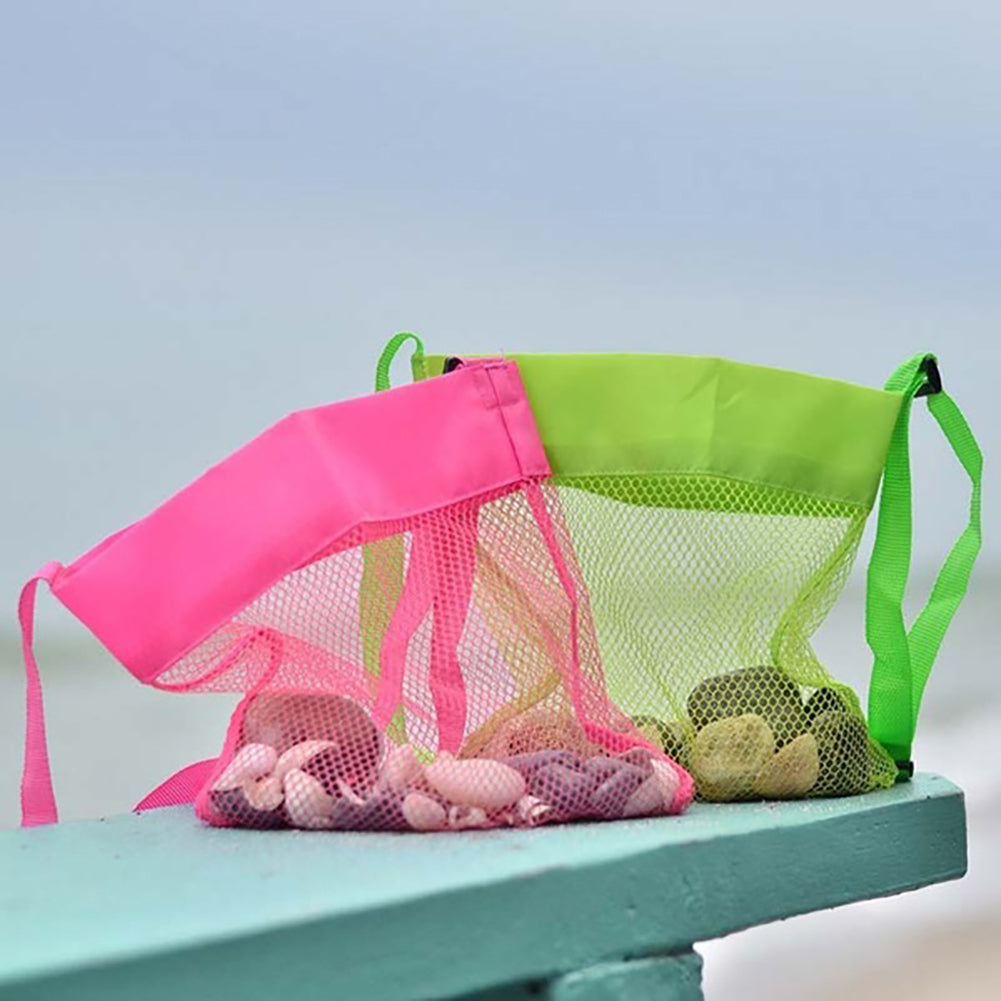 Cute Solid Color Mesh Shoulder Bag Kids Sea Shell Toys Storage Crossbody Pouch