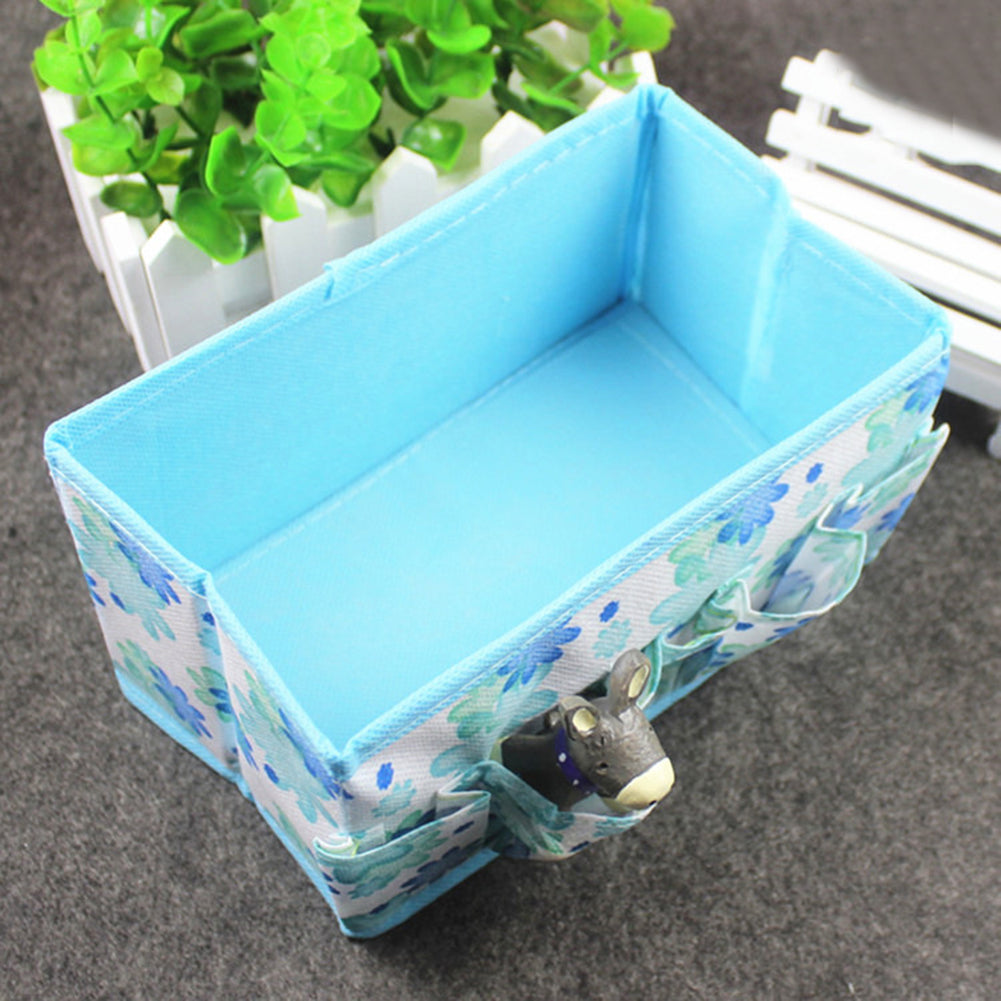 Flower Floral Print Desktop Storage Foldable Cosmetic Box Make Up Bag Tidy Gift
