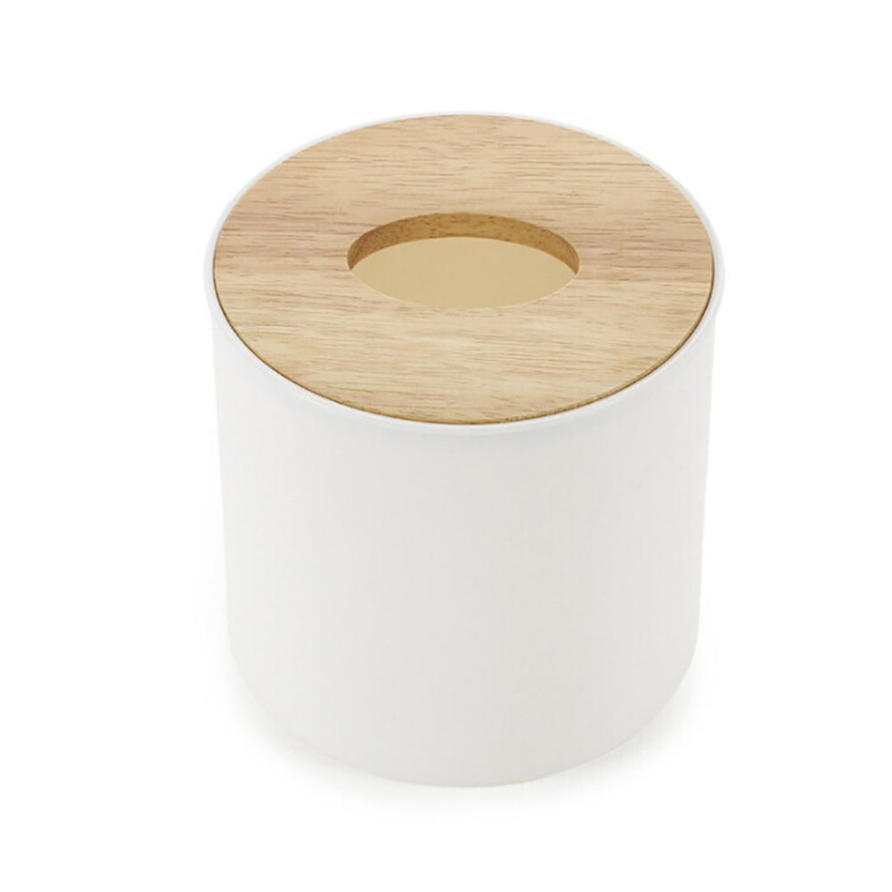 Natural Wood Cover Plastic Tissue Paper Box Storage Case Holder Home Desk Decor