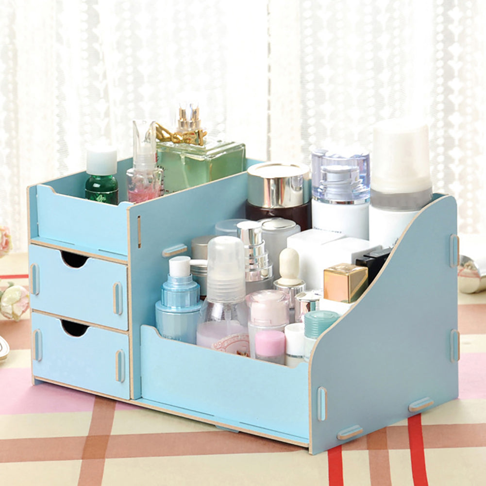 Detachable Wooden Makeup Cosmetic Storage Case DIY Container Sundry Organizer