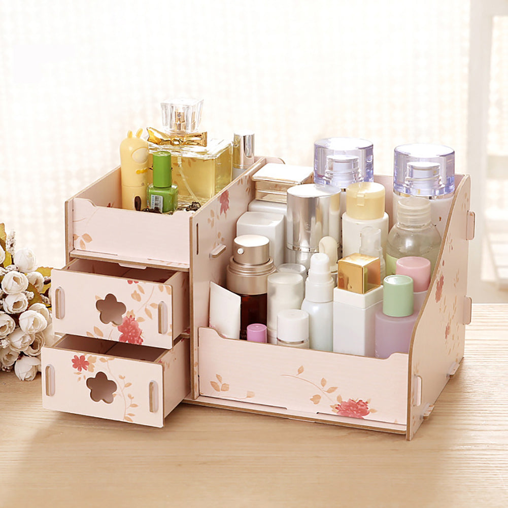 Detachable Wooden Makeup Cosmetic Storage Case DIY Container Sundry Organizer