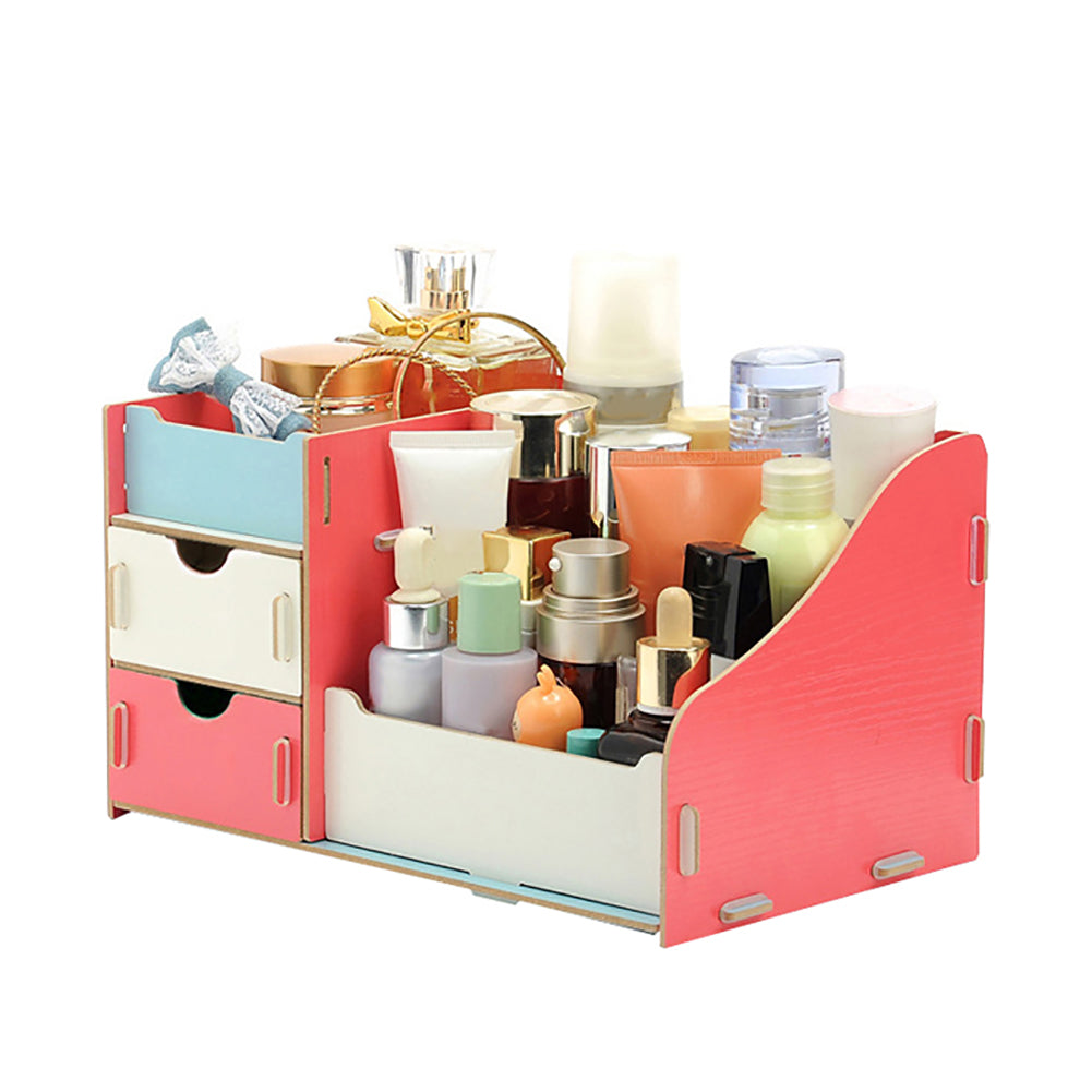 Detachable Wooden Makeup Cosmetic Storage Case DIY Container Sundry Organizer