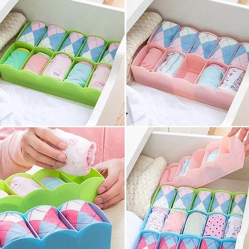 5 Compartment Socks Underwear Bra Tie Drawer Storage Box Clothes Organizer Case
