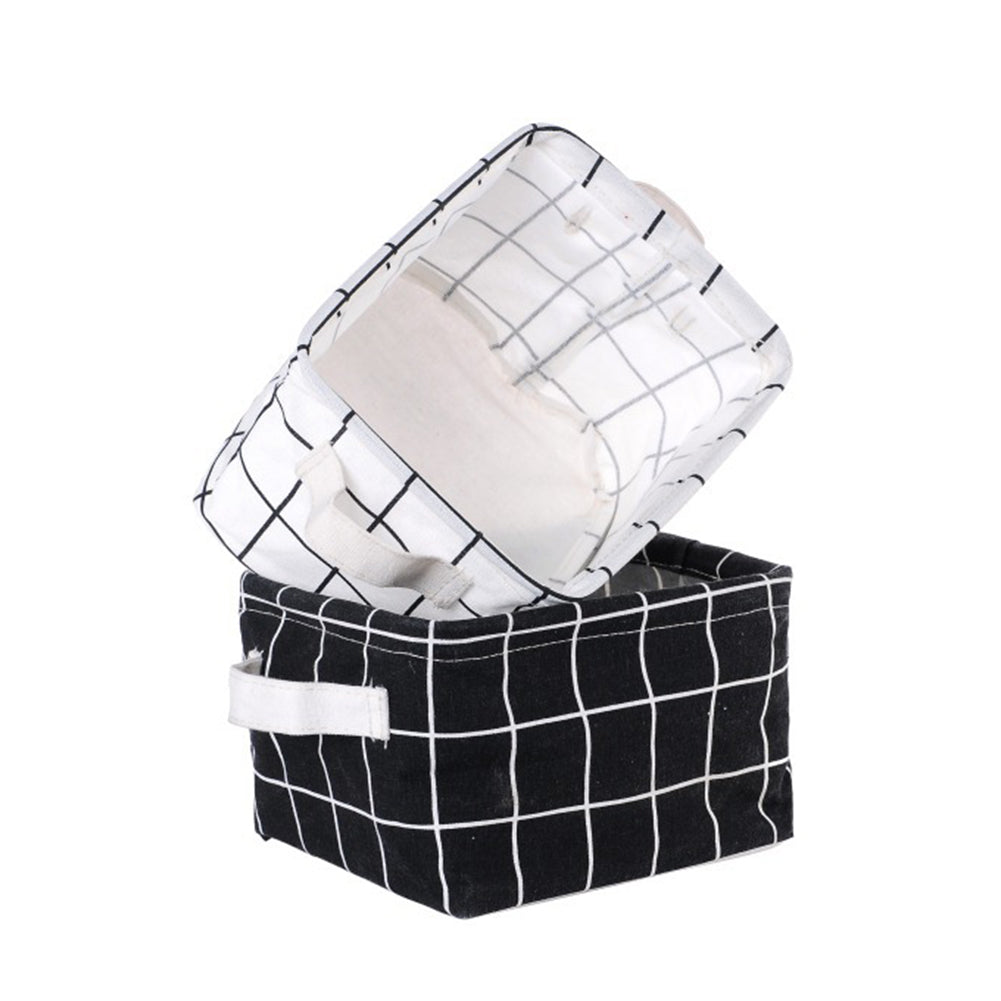 Foldable Plaid Storage Toy Box Container Table Organizer Basket with Holders