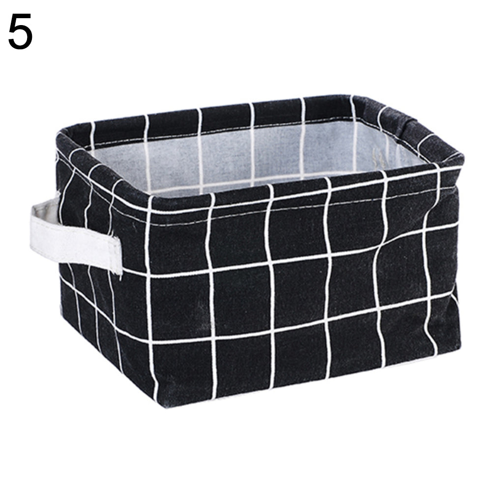Foldable Plaid Storage Toy Box Container Table Organizer Basket with Holders