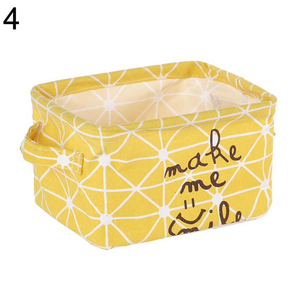 Foldable Plaid Storage Toy Box Container Table Organizer Basket with Holders