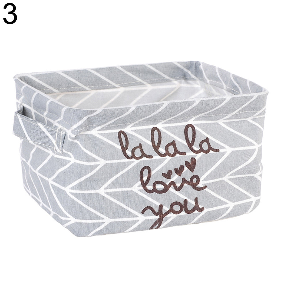 Foldable Plaid Storage Toy Box Container Table Organizer Basket with Holders