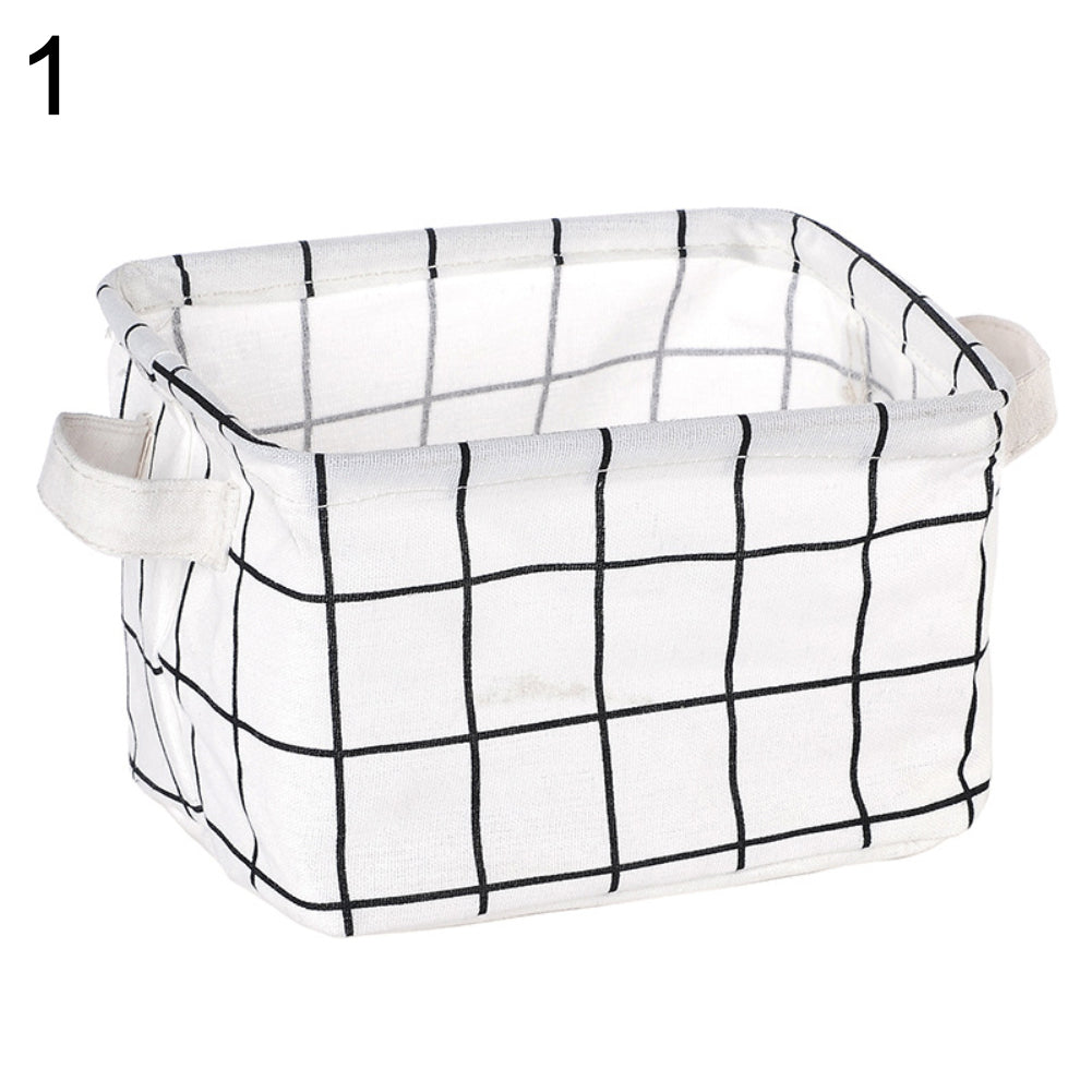 Foldable Plaid Storage Toy Box Container Table Organizer Basket with Holders