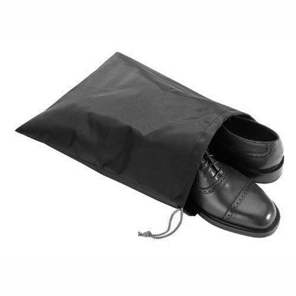 3Pcs Portable Non-Woven Drawstring Travel Black Shoes Storage Pouch Dust Bags