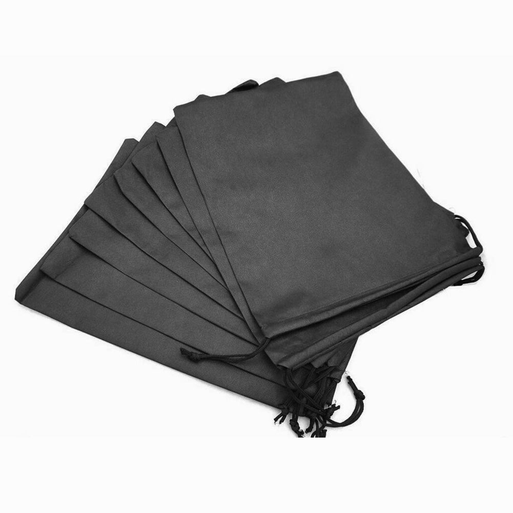 3Pcs Portable Non-Woven Drawstring Travel Black Shoes Storage Pouch Dust Bags