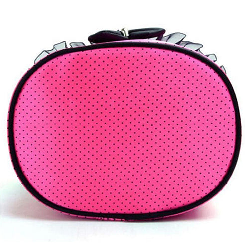 Portable Makeup Bag Bowknot Dots Toiletry Lace Cosmetic Organizer Holder Handbag