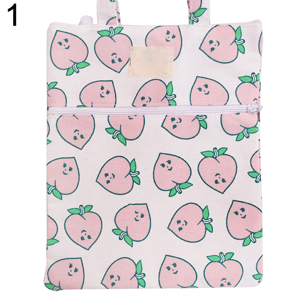 Student Double Zipper Handbag Fish Duck Forest File Pouch Handle Storage Bag