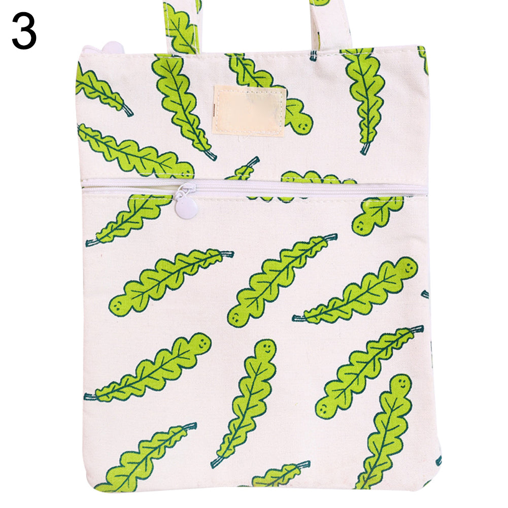 Student Double Zipper Handbag Fish Duck Forest File Pouch Handle Storage Bag