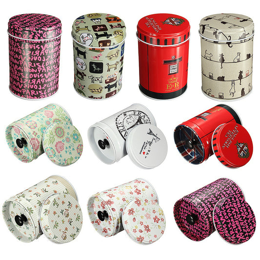 Cylindrical Candy Tin Box Coffee Tea Seal Storage Jar Canister Large Capacity