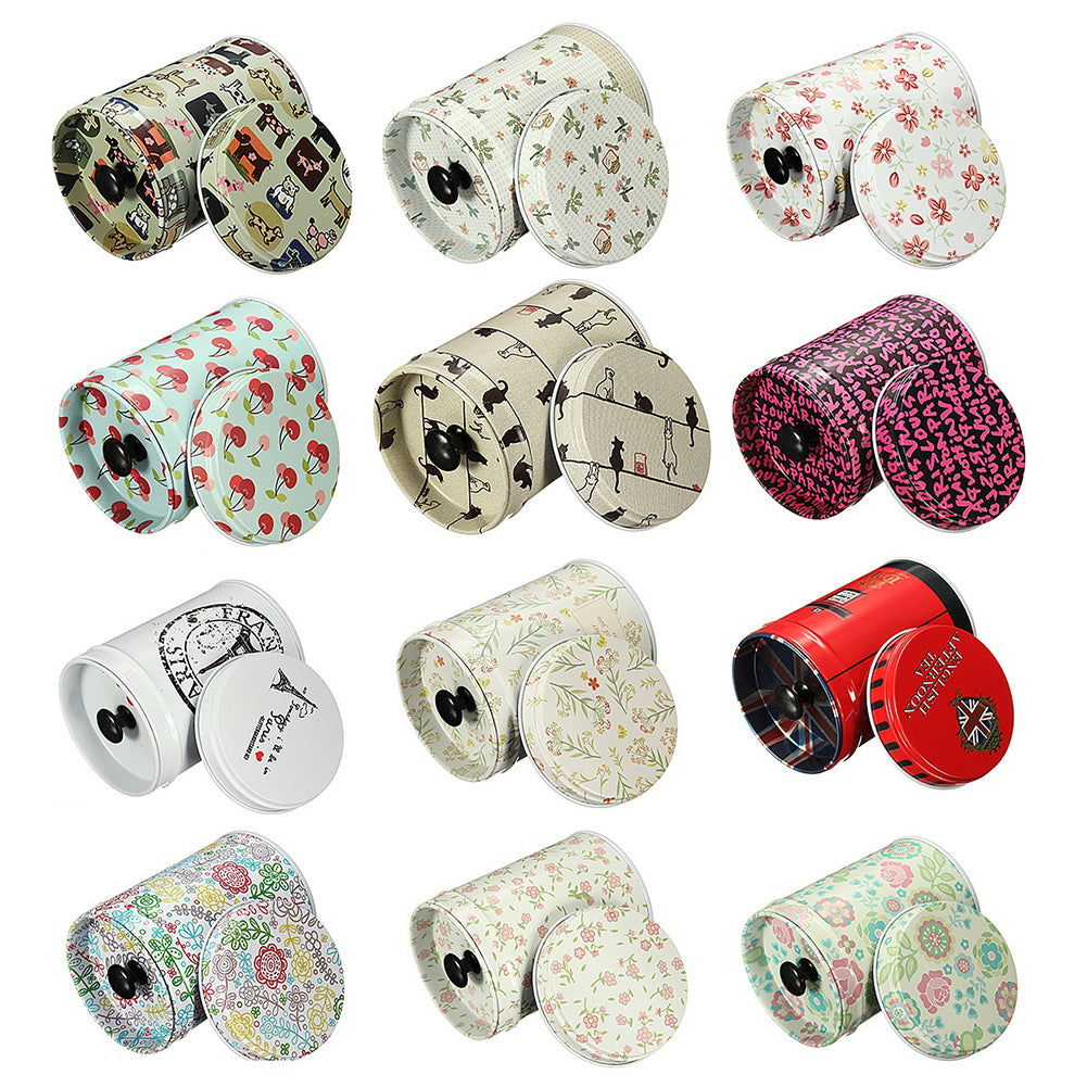 Cylindrical Candy Tin Box Coffee Tea Seal Storage Jar Canister Large Capacity