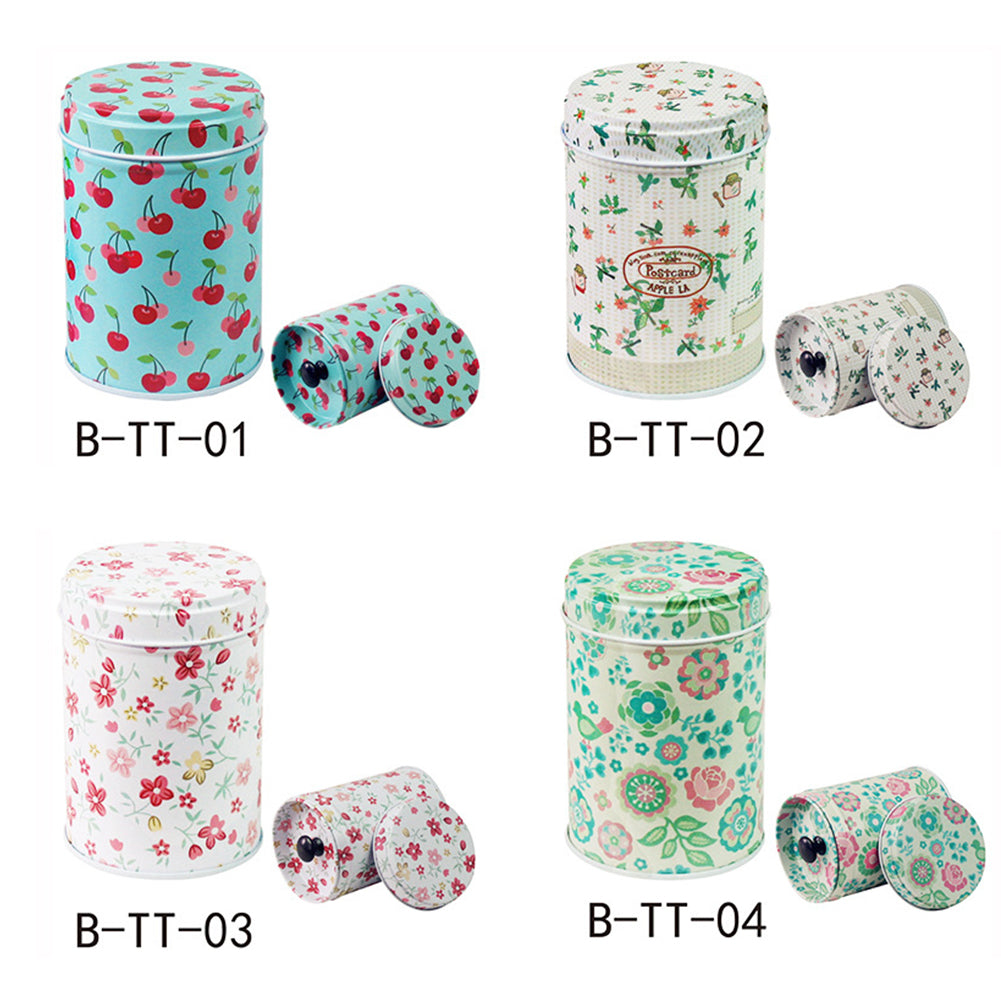 Cylindrical Candy Tin Box Coffee Tea Seal Storage Jar Canister Large Capacity