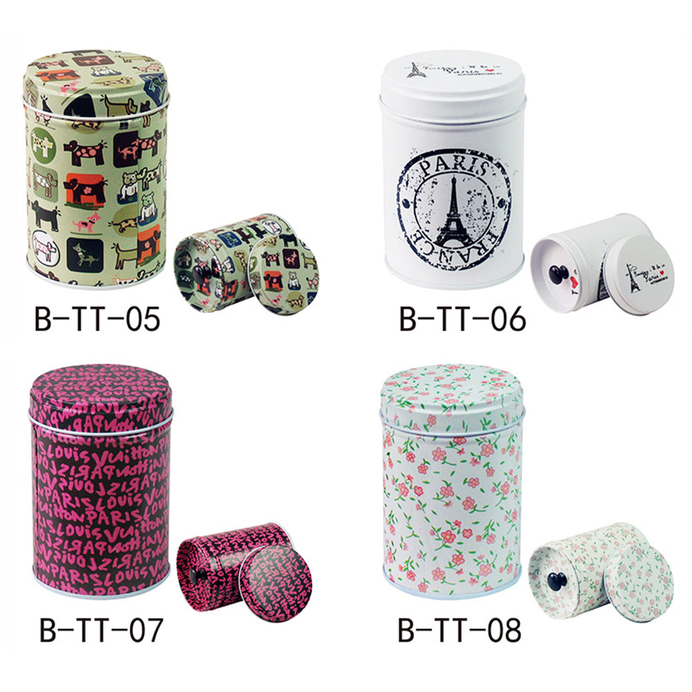 Cylindrical Candy Tin Box Coffee Tea Seal Storage Jar Canister Large Capacity
