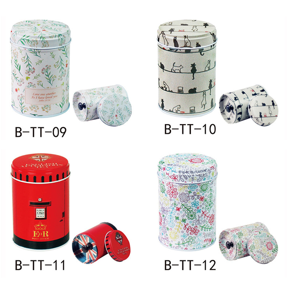 Cylindrical Candy Tin Box Coffee Tea Seal Storage Jar Canister Large Capacity