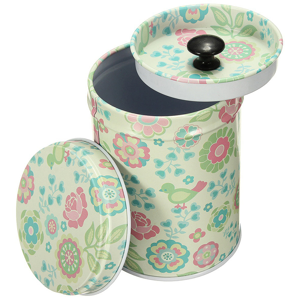 Cylindrical Candy Tin Box Coffee Tea Seal Storage Jar Canister Large Capacity