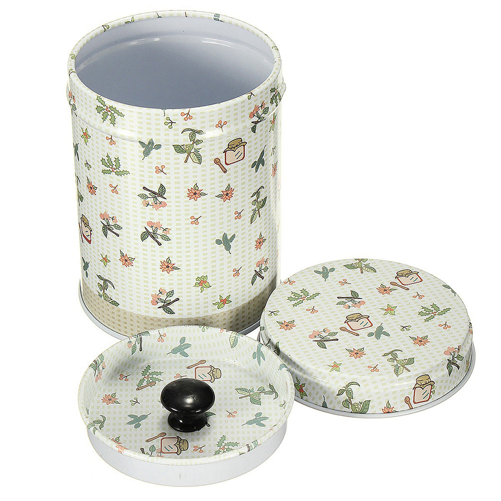 Cylindrical Candy Tin Box Coffee Tea Seal Storage Jar Canister Large Capacity