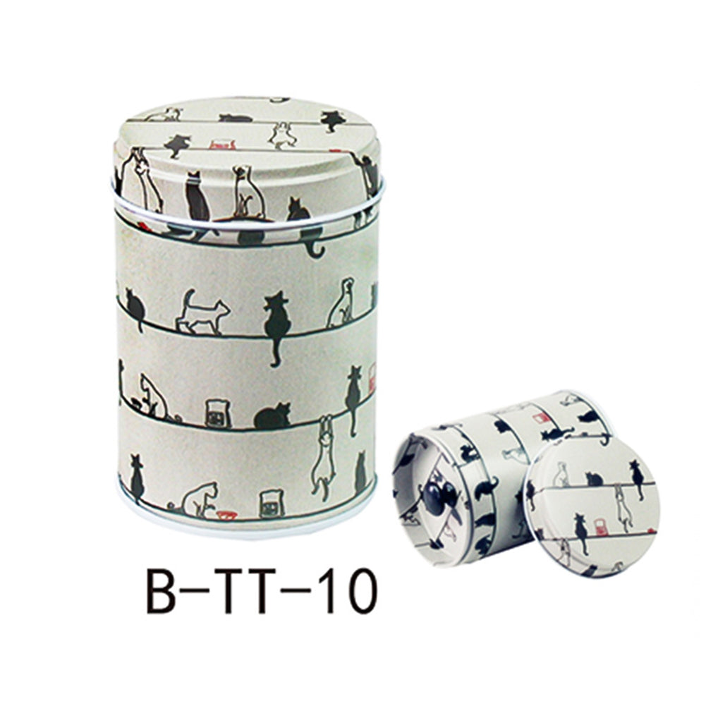 Cylindrical Candy Tin Box Coffee Tea Seal Storage Jar Canister Large Capacity