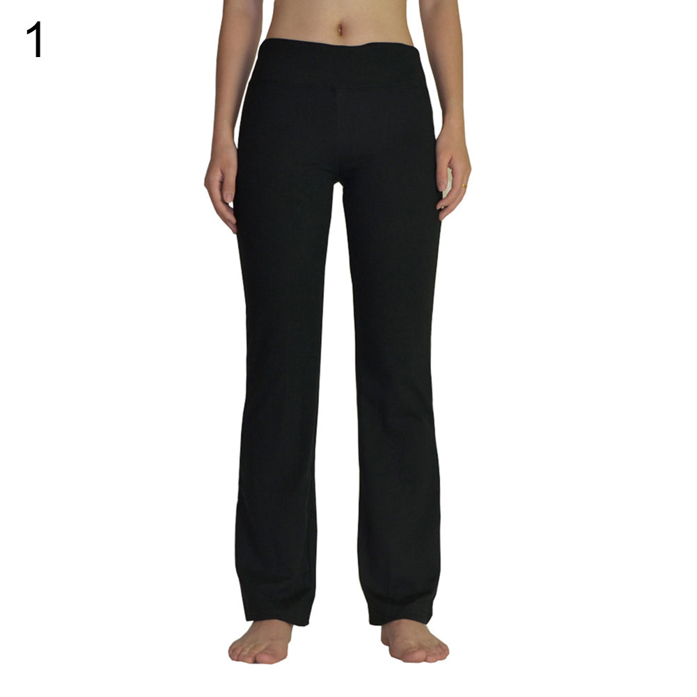 Solid Color Elastic Women's Gym Fitness Yoga Casual Loose Long Pants Trousers