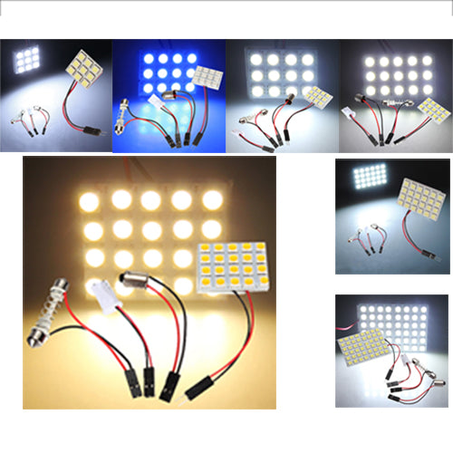 9/12/15/20/24/48 LED 5050 SMD Car Light Panel T10 Festoon BA9S Adapter