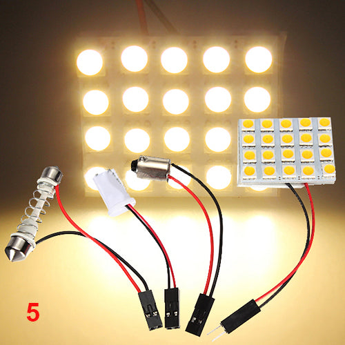 9/12/15/20/24/48 LED 5050 SMD Car Light Panel T10 Festoon BA9S Adapter