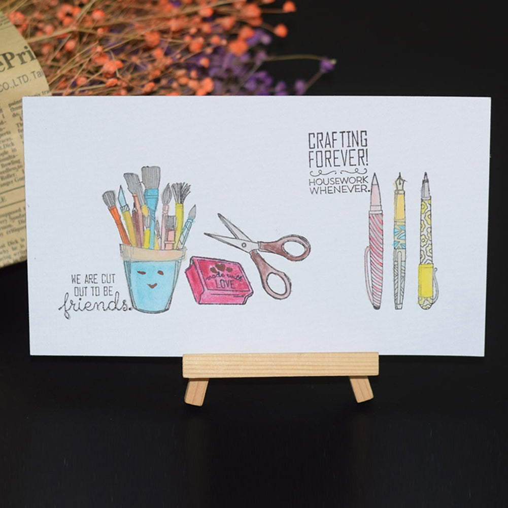 Scissors Pen Stationery Transparent Stamp Silicone DIY Scrapbook Cards Tool