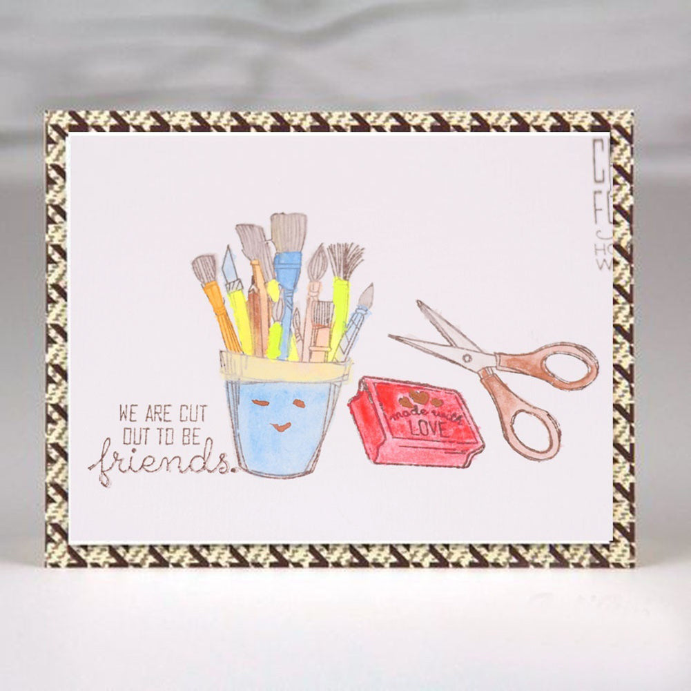 Scissors Pen Stationery Transparent Stamp Silicone DIY Scrapbook Cards Tool